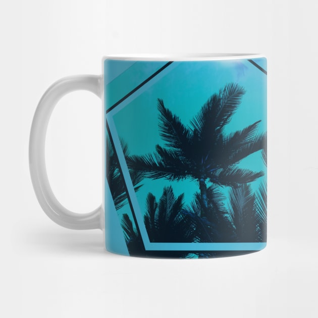 Beach palms ocean on a geometric shape by carolsalazar
